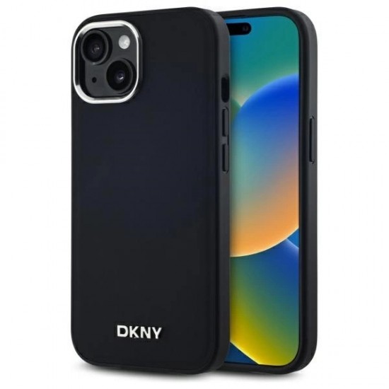 DKNY Plain Logo MagSafe iPhone 15 Plus Case - Black