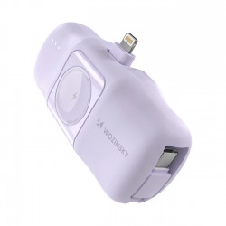 Wozinsky WF16-YLS 5000mAh 15W Lightning Mini Power Bank with Built-in USB-C Cable and Apple Watch Charger - Purple