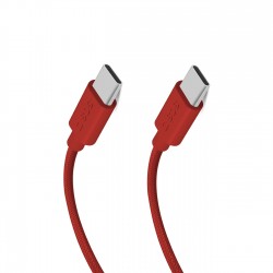 USB-C - USB-C fabric cable with cable clip, 1.5 m Red