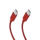 USB-C - USB-C fabric cable with cable clip, 1.5 m Red