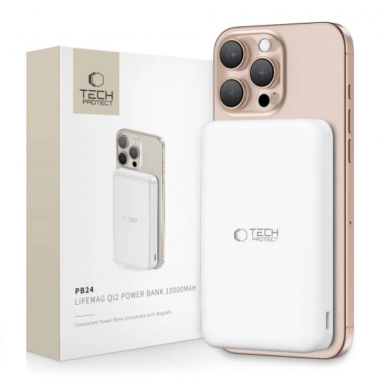 Powerbank Tech-Protect PB24 LifeMag QI2 MagSafe 10000 mAh - white