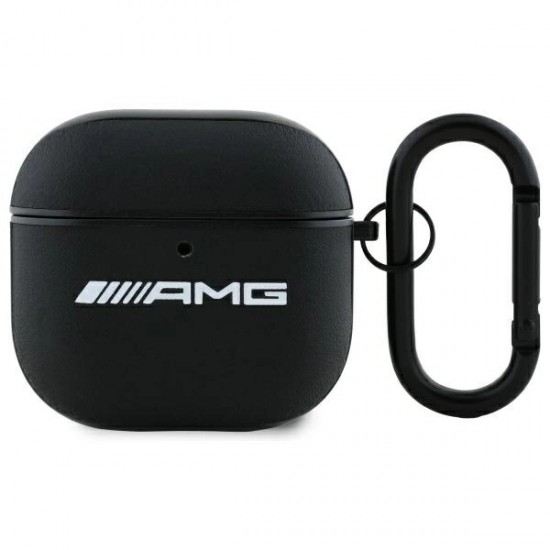 AMG Leather White Logo Case for AirPods 4 - Black / White