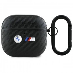 BMW Carbon Double Metal Logo Case for AirPods 4 - Black