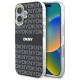 DKNY Repeat Texture Pattern With Stripe iPhone 16 Case - Black