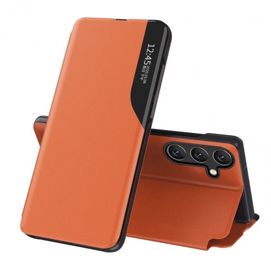 Eco Leather View Case elegant case with flap and stand function for Samsung Galaxy A36 - orange