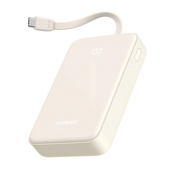 Ugreen PB505 Powerbank 20000mAh 22.5W USB-C USB-A Built-in USB-C Cable - White