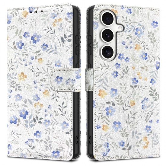 Tech-Protect Wallet Case for Samsung Galaxy S25 - Daisies with Leaves