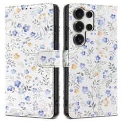 Tech-Protect Wallet Case for Samsung Galaxy S25 Ultra - Daisies with Leaves