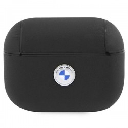 BMW BMAP2SSLBK AirPods Pro 2 (2022/2023) cover black/black Geniune Leather Silver Logo