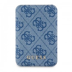 Guess Powerbank inductive 15W GUPB5FP4EMGB 5000mAh blue/blue 4G Leather Metal Logo MagSafe