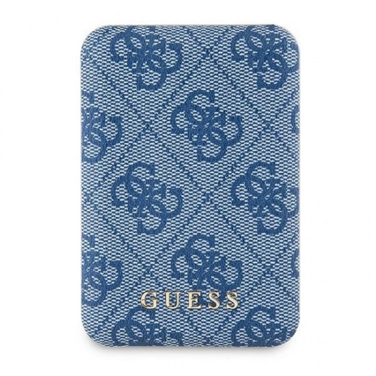Guess Powerbank inductive 15W GUPB5FP4EMGB 5000mAh blue/blue 4G Leather Metal Logo MagSafe