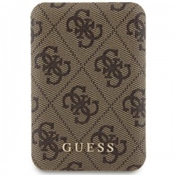 Guess Powerbank inductive 15W GUPB5FP4EMGW 5000mAh brown/brown 4G Leather Metal Logo MagSafe