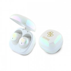 Guess Bluetooth headphones GUTWSJ144ESH TWS + docking station white/white Iridescent 4G Printed Logo