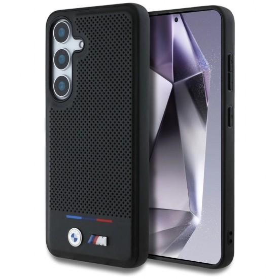 BMW Leather Tricolor Stripe MagSafe Case for Samsung Galaxy S25 - Black