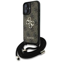 Guess 4G Big Logo Cord Stap Crossbody Case for iPhone 16 Brown