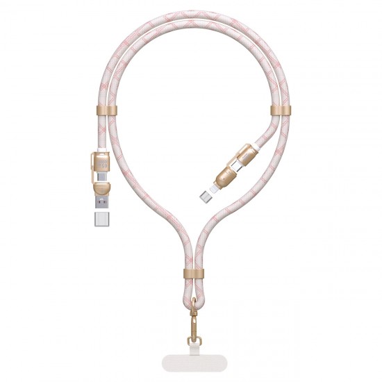 Dudao L20MAX 4in1 Cable / Lanyard USB-A / USB-C / Lightning PD QC 65W 1.5m - Pink
