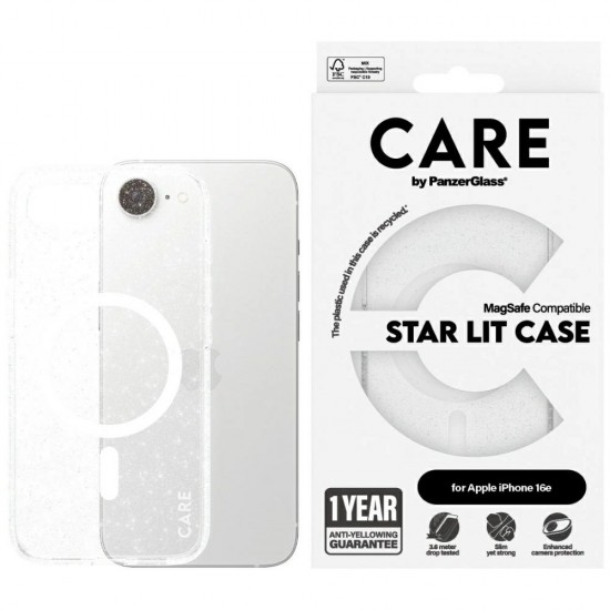 CARE by PanzerGlass Flagship Urban Combat StarLight White MagSafe iPhone 16e Case - Clear