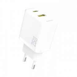 Dudao A26T GaN 25W USB-A, USB-C Charger - White