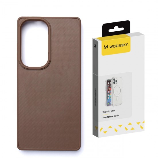 Wozinsky Carbon Fiber Case with MagSafe for Samsung Galaxy S25 - Brown