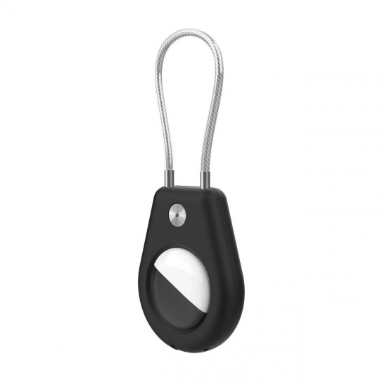 Apple AirTag Case with Steel Cable - Black