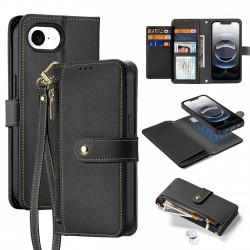 Dux Ducis Lawa Leather Case for iPhone 16e / 17e with Detachable Magnetic Wallet - Black