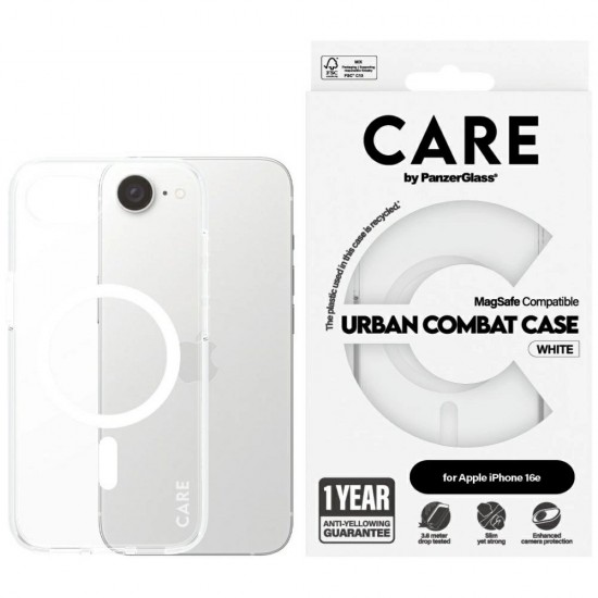 CARE by PanzerGlass Flagship Urban Combat White MagSafe iPhone 16e Case - Clear