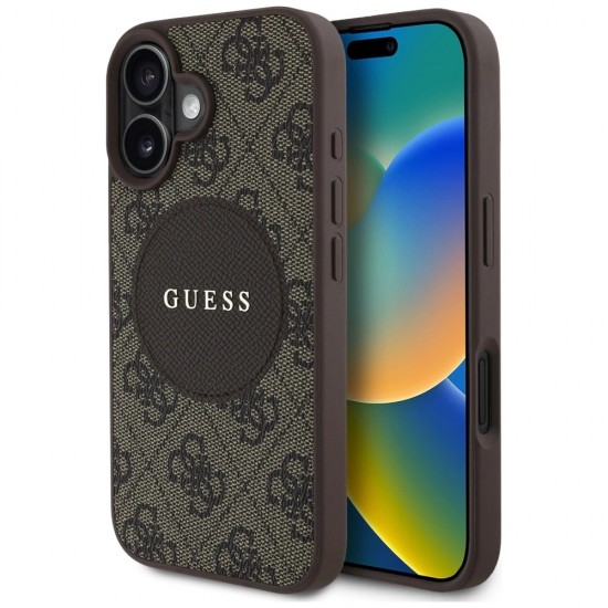 Guess 4G Circle Classic Logo MagSafe case for iPhone 16 - brown