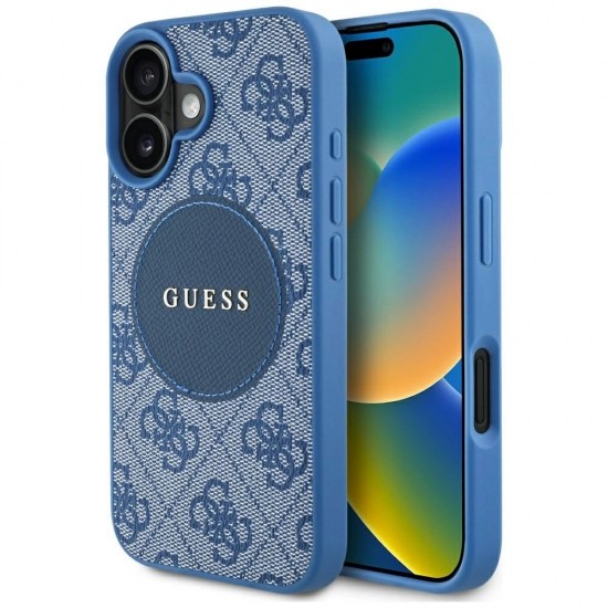 Guess 4G Circle Classic Logo MagSafe case for iPhone 16 - blue