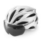 Rockbros Bike Helmet with Visor, Detachable UV Goggles, Unisex, Glossy - White