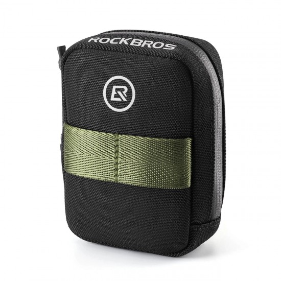 Rockbros Mini Saddle Bag with CO2 Cartridge Holder - Black/Green