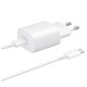 Samsung 25W EP-TA800EWE USB-C wall charger with Samsung EP-DA705BWE USB-C / USB-C cable replacement packaging - white