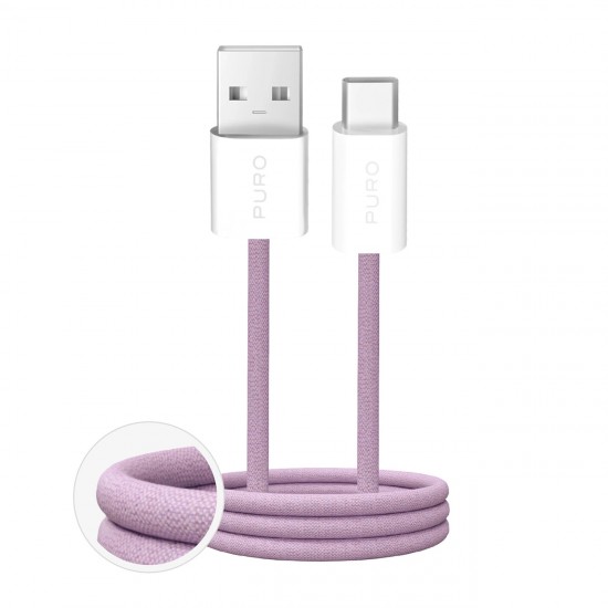 Puro Fabrik 2.0 10W USB-A - USB-C Braided Cable 1.5m - Pink