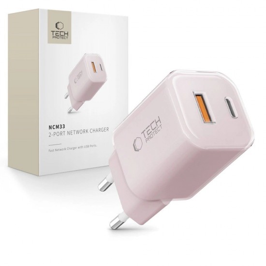 Tech-Protect NCM33W 2-port PD33W/QC3.0 wall charger - pink
