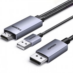Ugreen HD169 HDMI to DisplayPort Directional Cable, 4K@60Hz, 2m - Gray