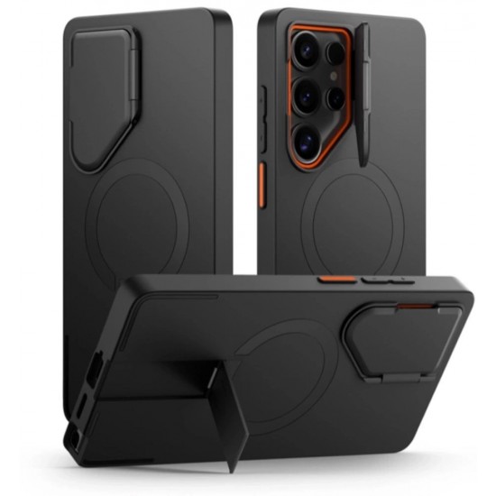 Tech-Protect Kevlar Aura MagSafe Case for Samsung Galaxy S25 Ultra - Black/Orange