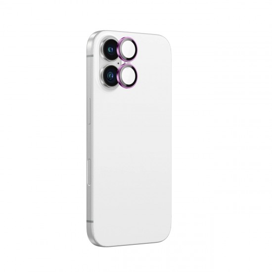 AmazingThing AR Aluminum 2 Lens Glass with Camera Lens Frame for iPhone 16 / 16 Plus - Pink
