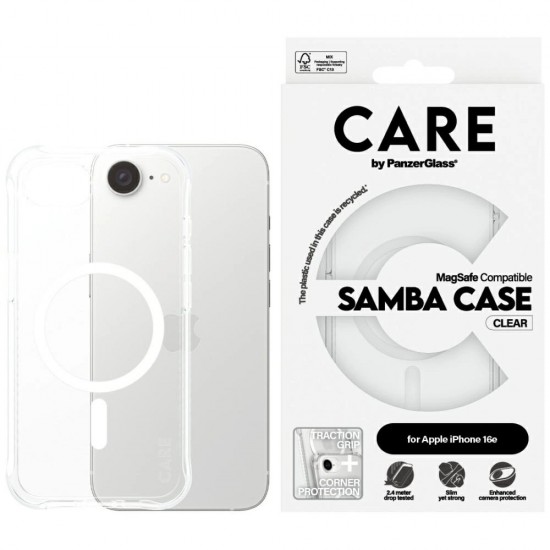 CARE by PanzerGlass Fashion MagSafe iPhone 16e Case - Transparent