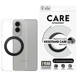 CARE by PanzerGlass Feature Black Kickstand & QI Case for Samsung Galaxy S25 Edge - Transparent