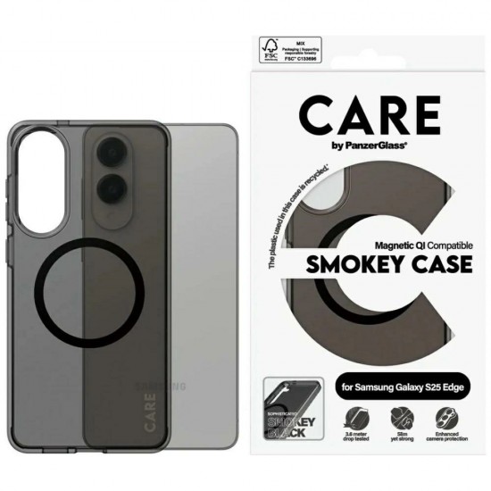 CARE by PanzerGlass Flagship Urban Combat Black QI Case for Samsung Galaxy S25 Edge - Semi-transparent