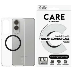 CARE by PanzerGlass Flagship Urban Combat Black QI Case for Samsung Galaxy S25 Edge - Transparent
