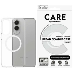 CARE by PanzerGlass Flagship Urban Combat White QI Case for Samsung Galaxy S25 Edge - Transparent