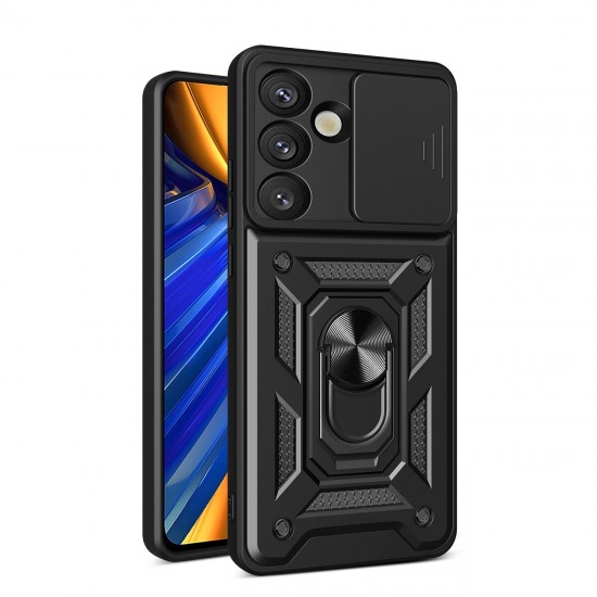 Hybrid Armor Camshield Case with Stand and Camera Cover for Infinix Note 50 Pro 4G - Black
