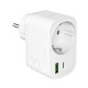 Puro 20W Power Delivery Charger with Schuko Plug and Socket 1x USB-C + 1x USB-A - White