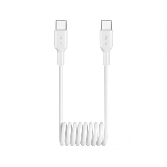 Puro 25W USB-C Spiral Cable - USB-C 1m - White