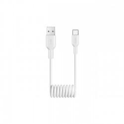 Puro 10W USB-A - USB-C Spiral Cable 1m - White