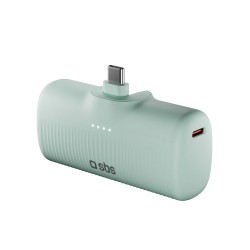 SBS EcoPower 5000 mAh 10W Powerbank with Built-in USB-C Port - Green