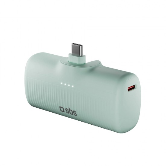 SBS EcoPower 5000 mAh 10W Powerbank with Built-in USB-C Port - Green