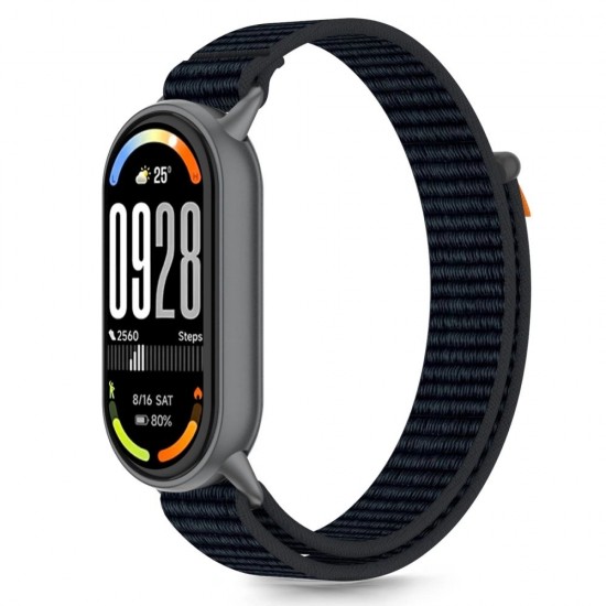 Tech-Protect Nylon Pro Strap for Xiaomi Smart Band 8/9/10/NFC - Black and Orange