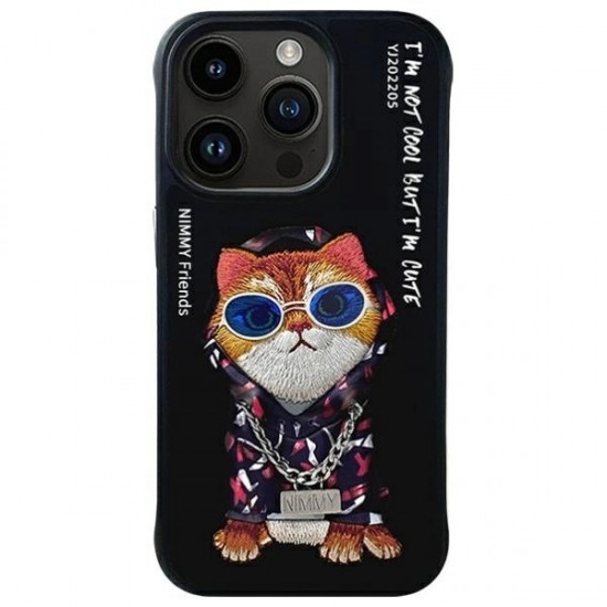 Nimmy Glasses Cool Cat Case for iPhone 15 Pro Max - Black