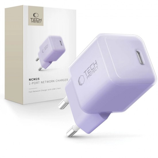 Tech-Protect NCM25 USB-C PD 25W Wall Charger - Purple
